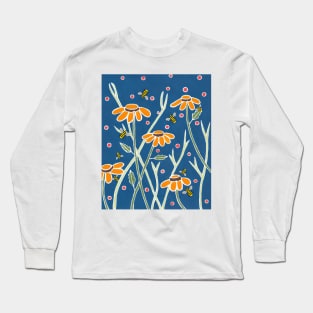 HAPPY Bees And Flowers Painting Long Sleeve T-Shirt